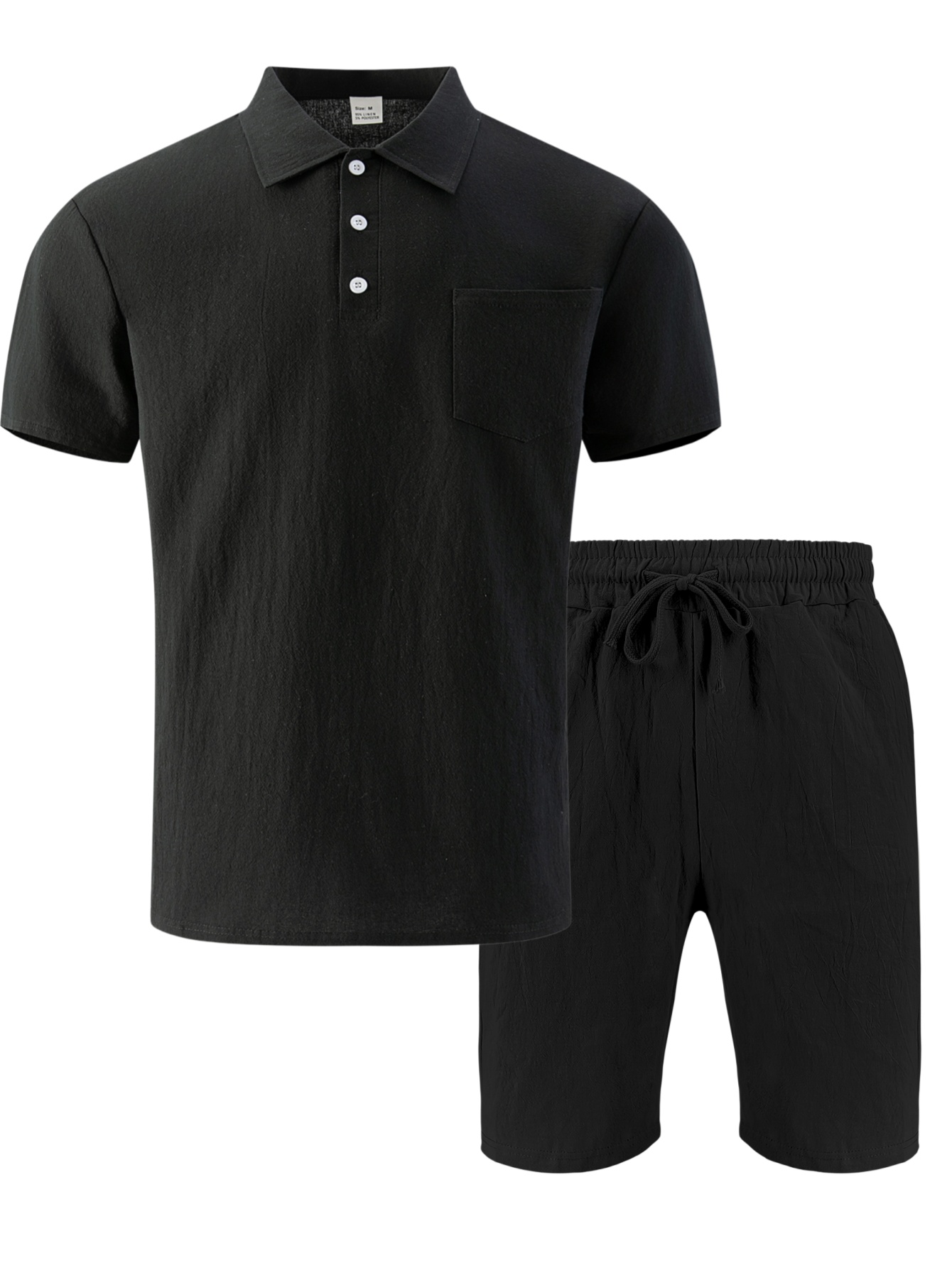 Streetwear Brand Shorts - Men's Textured Linen Polo Short Sleeve