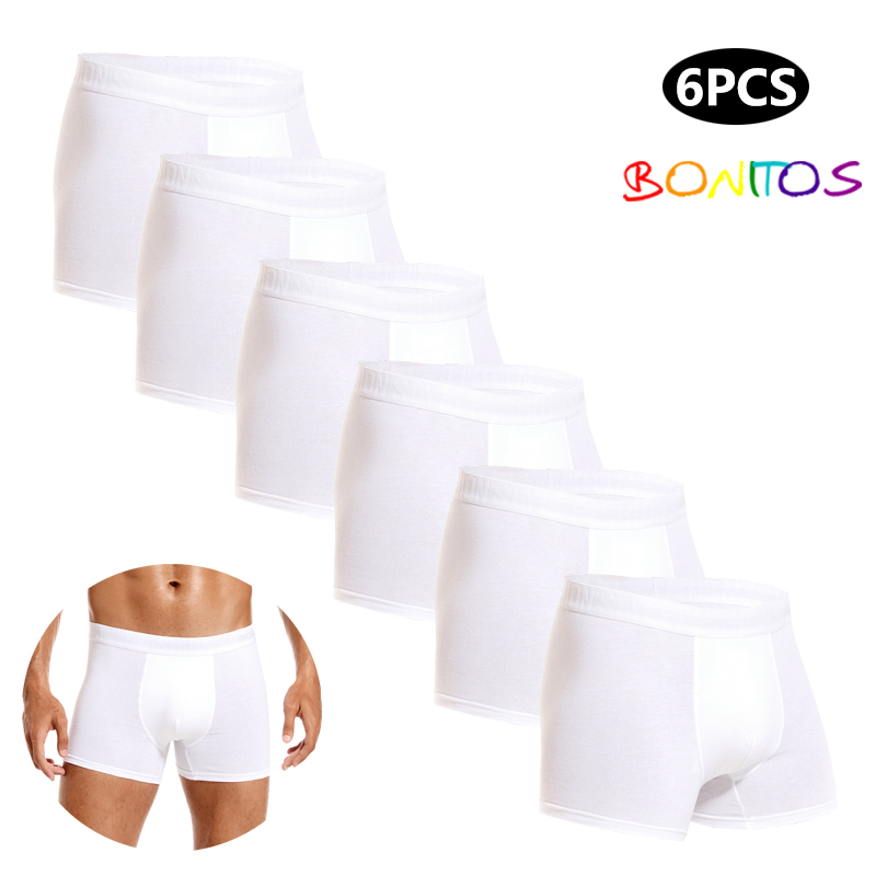 Streetwear Brand Shorts - 6pcs White Men Panties Cotton Boxers