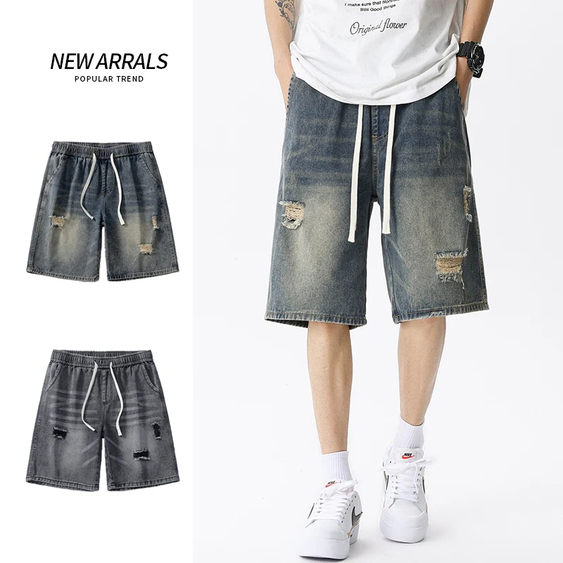 Streetwear Brand Pants - Summer Thin Denim Shorts Men's Retro