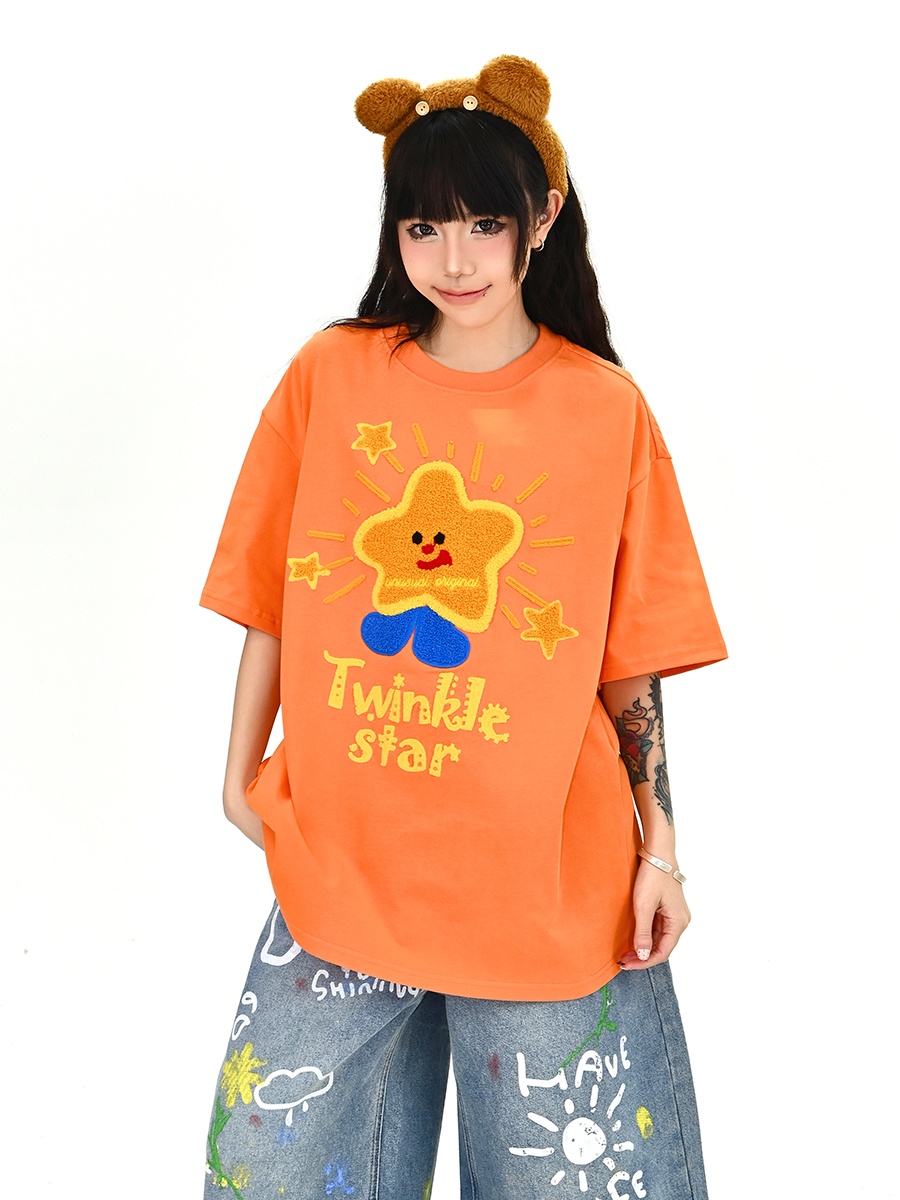 Streetwear Brand Of The Year - Lazy Pattern Embroidered Star Short Sleeve