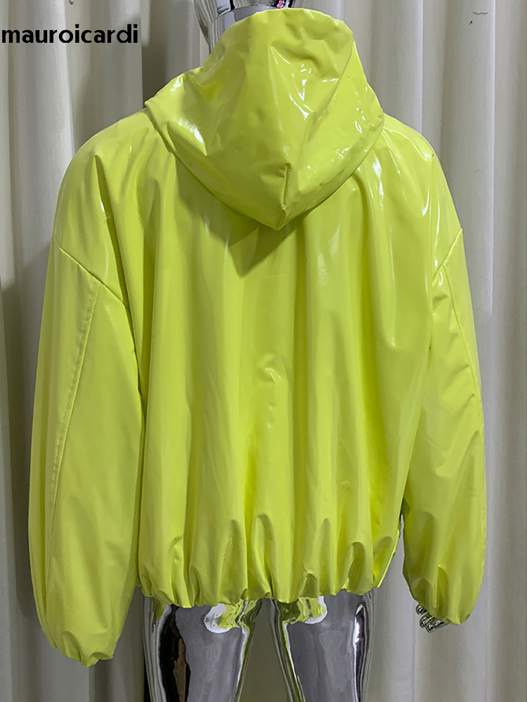 Streetwear Clothing Brand - Mauroicardi Spring Oversized Shiny Glossy Leather