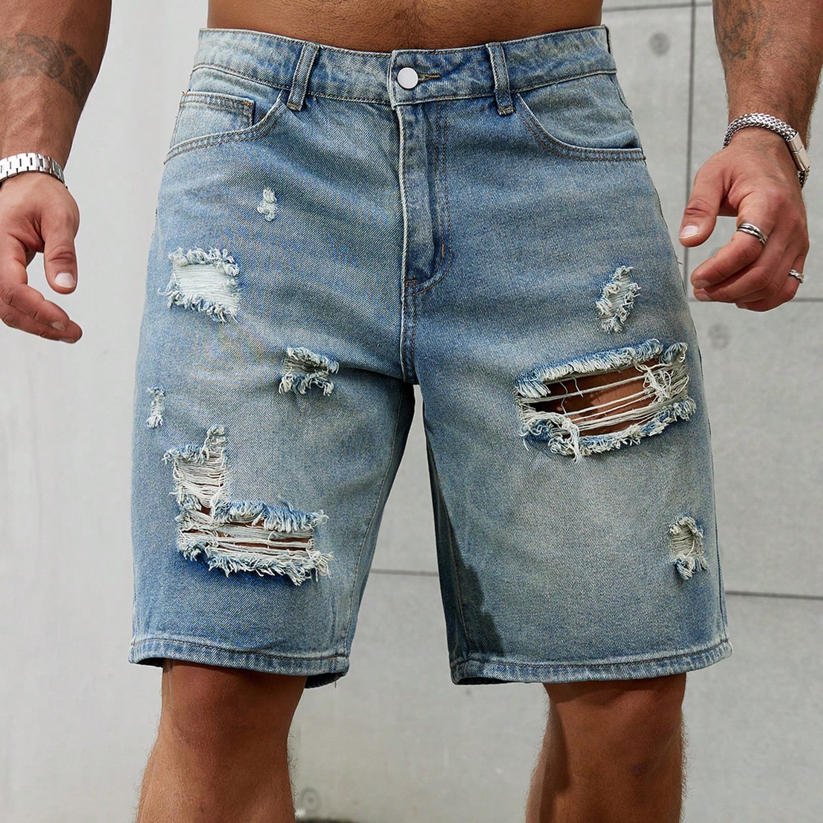 Streetwear Clothing Brand - New Fashion Mens Ripped Short Jeans