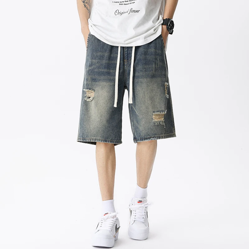 Summer Thin Denim Shorts Men's - Streetwear Brand Pants ulasan dan harga