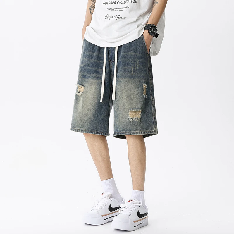 Summer Thin Denim Shorts Men's - Streetwear Brand Pants ulasan dan harga