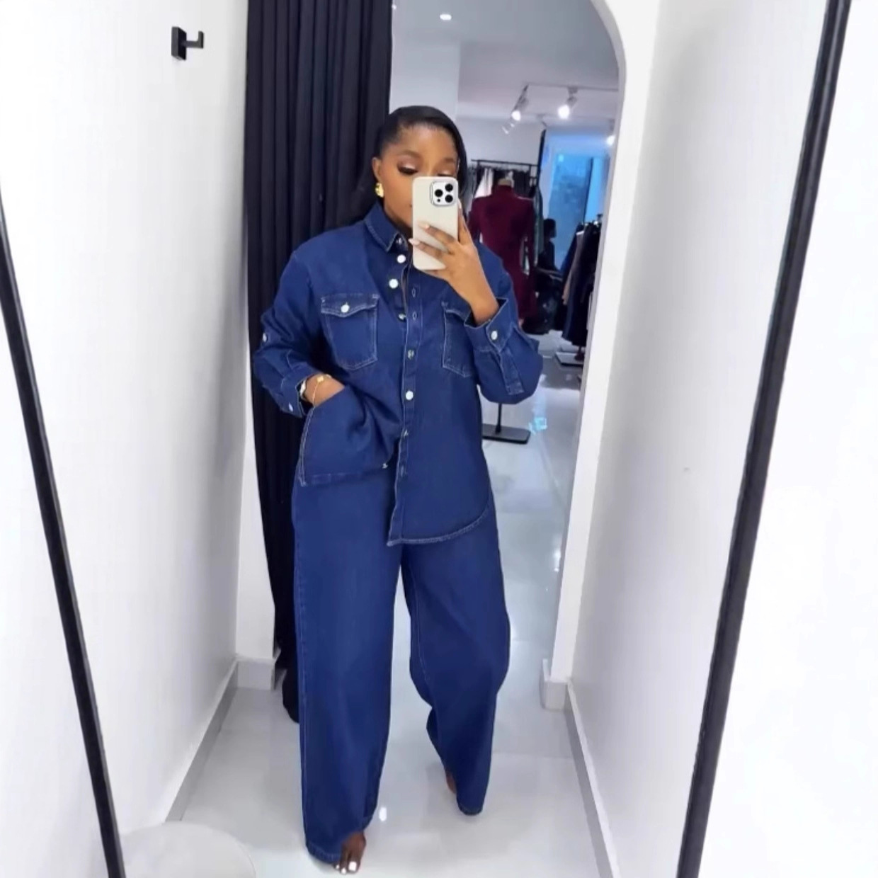 Jeans 2 Piece Sets Women Denim - Streetwear Brand Pants ulasan dan harga