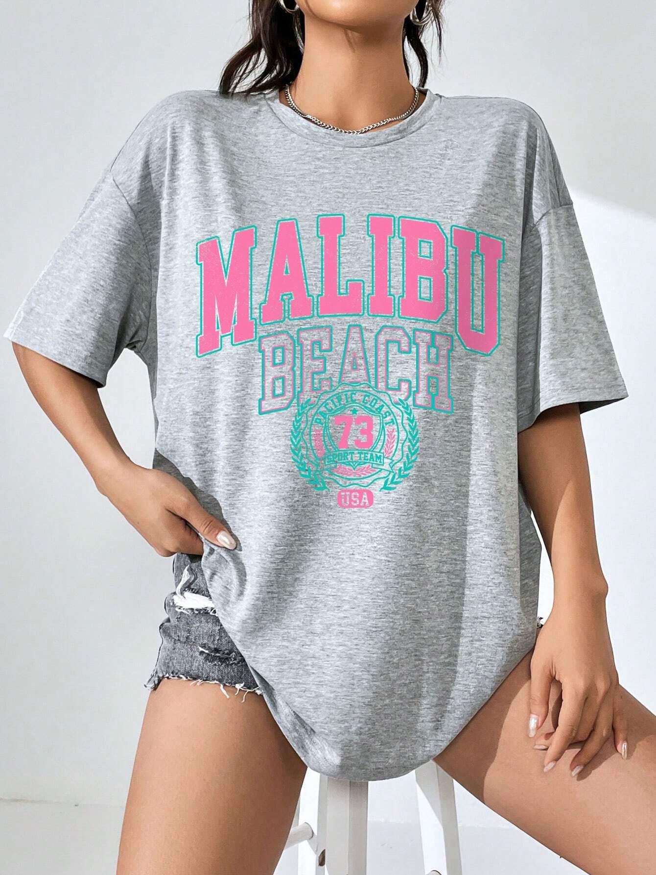 Malibu Beach Letter Print Prin - Streetwear Clothing Brand ulasan dan harga