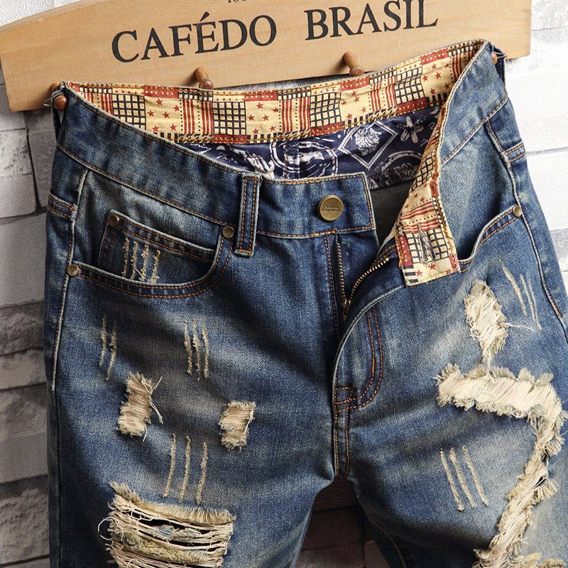 Ripped Hip-hop Denim Shorts Me - Streetwear Brand Pants ulasan dan harga