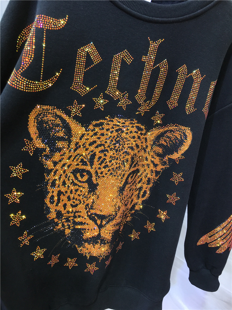 Leopard Rhinestones L-4XL Plus - Streetwear Clothing Brand ulasan dan harga