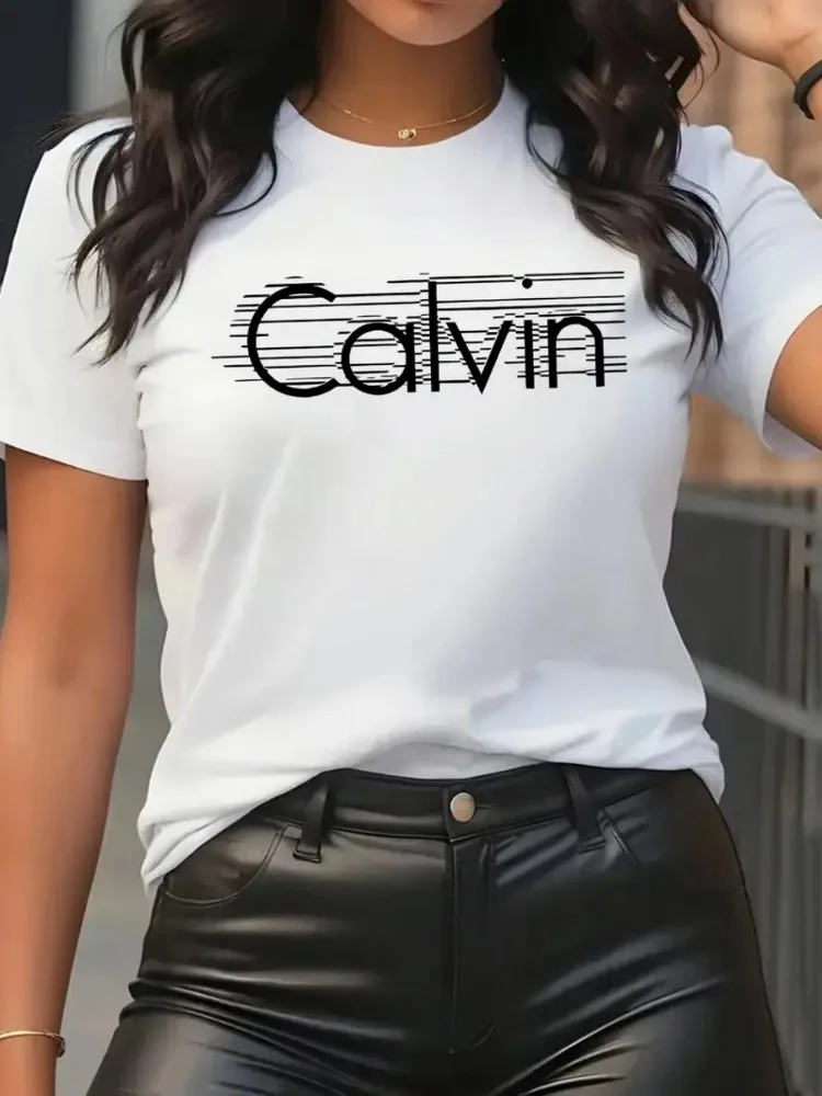 Calvin Women's T-Shirt Leisure - Streetwear Brand Tees ulasan dan harga