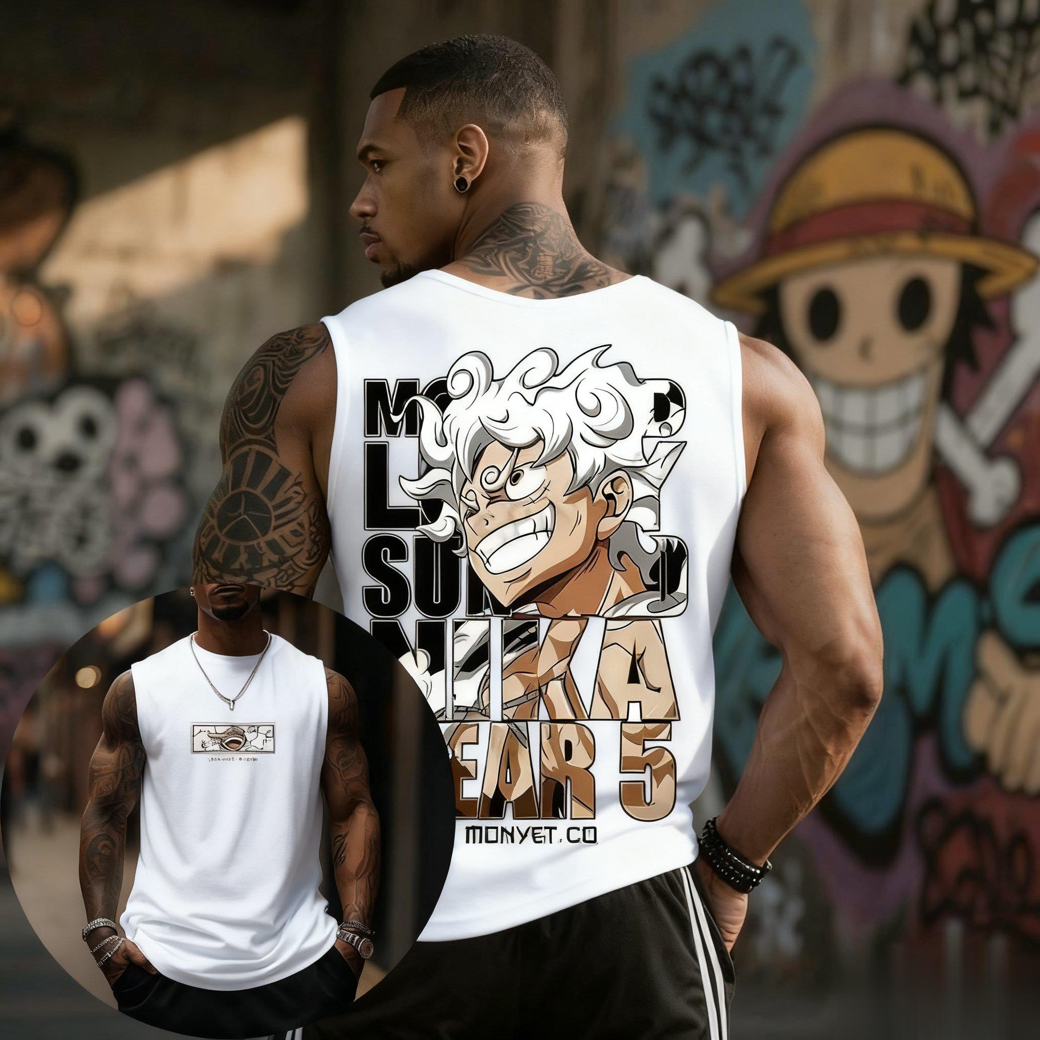 One Piece Luffy Gear 5 Tank To - Streetwear Brand Japan ulasan dan harga