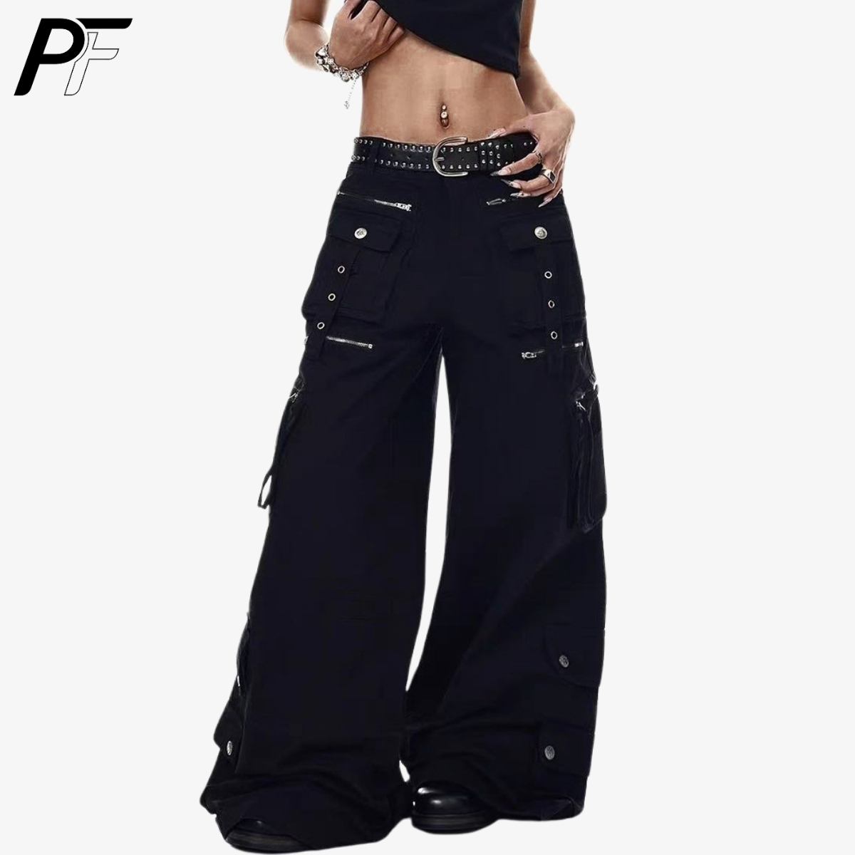 Grunge Techwear Wide Leg Cargo - Streetwear Brand Pants ulasan dan harga