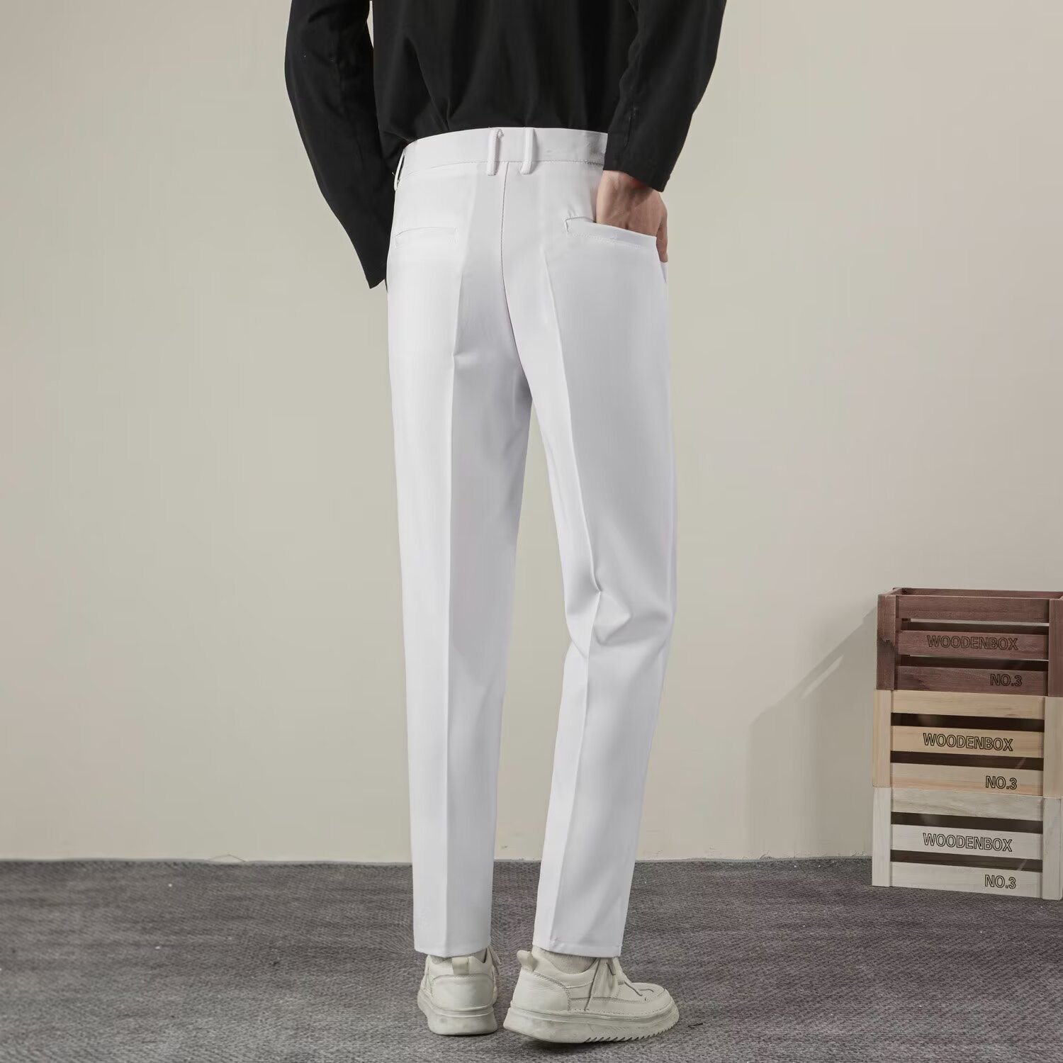 Summer Men's Solid Color Strai - Streetwear Brand Pants ulasan dan harga