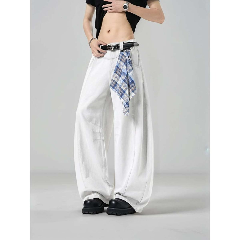 Men's Loose Wide Leg Plaid Pan - Streetwear Brand Marketing ulasan dan harga