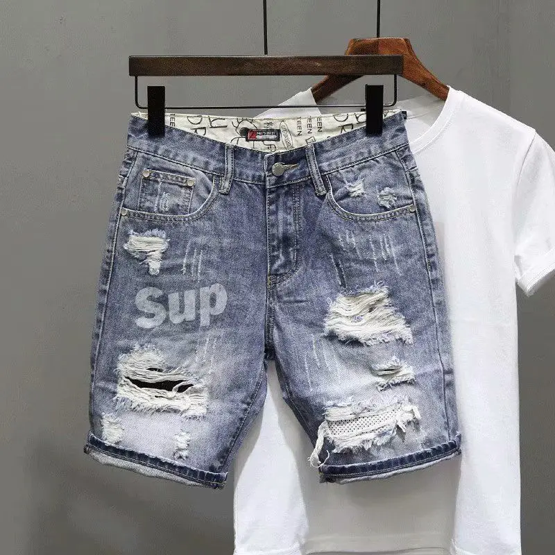 Men's Short Jeans Pants Black  - Streetwear Brand Shorts ulasan dan harga